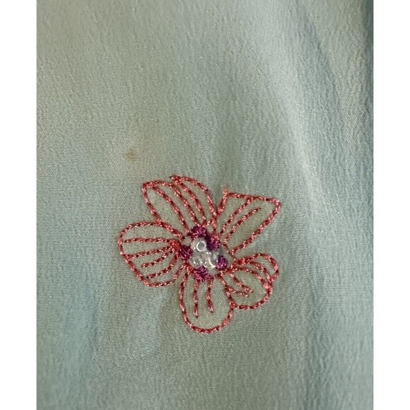 Diane Von Furstenberg Silk Assets Blue Beaded Embroider 100% Silk Pajama Set S/M - Picture 7 of 9